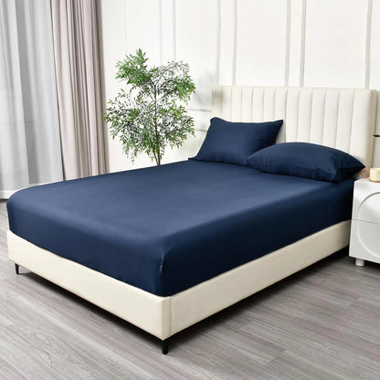 2 Piece Fitted Sheet Set- Fitted Sheet & Pillowcases -Breathable Bedding - Wrinkle, Fade, Stain Resistant- 40cm Deep Pocket Fitted Bed Sheet Set(Navy,King Single) - Image 2