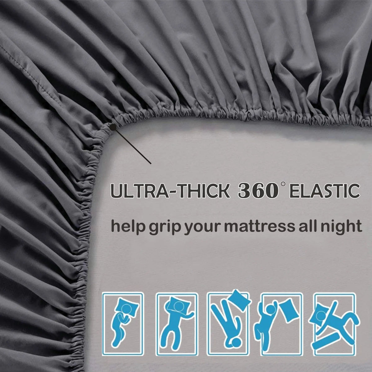 2 Piece Fitted Sheet Set- Fitted Sheet & Pillowcases -Breathable Bedding - Wrinkle, Fade, Stain Resistant- 40cm Deep Pocket Fitted Bed Sheet Set(Dark gray,King Single) - Image 5