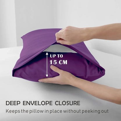 2 Piece Fitted Sheet Set- Fitted Sheet & Pillowcases -Breathable Bedding - Wrinkle, Fade, Stain Resistant- 40cm Deep Pocket Fitted Bed Sheet Set(Purple,King Single) - Image 4