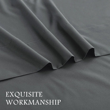 3 Piece Bed Sheet Set- Bedding Sheets & Pillowcases -Breathable Bedding - Wrinkle, Fade, Stain Resistant-Deep Pocket Flat Fitted Bed Sheet Set(Dark gray,King Single) - Image 3