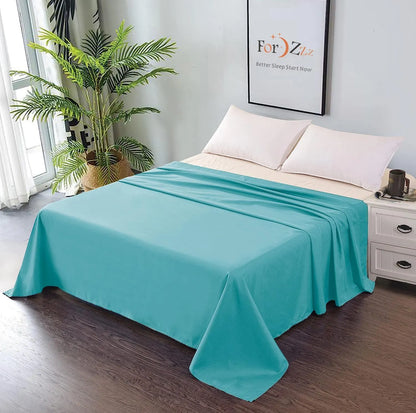 Elegant Comfort Premium Hotel Quality 1-Piece King Single Flat Sheet, Luxury and Softest 2000 Thread Count Bedding Flat Sheet(King Single,Ice blue)