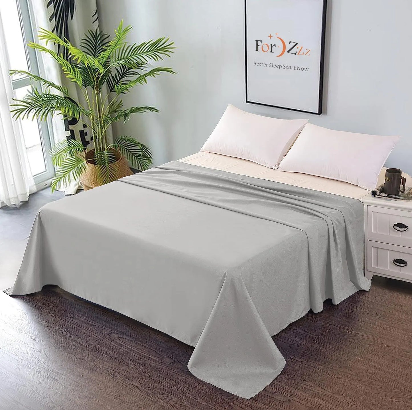 Elegant Comfort Premium Hotel Quality 1-Piece King Single Flat Sheet, Luxury and Softest 2000 Thread Count Bedding Flat Sheet(King Single,Ocean)