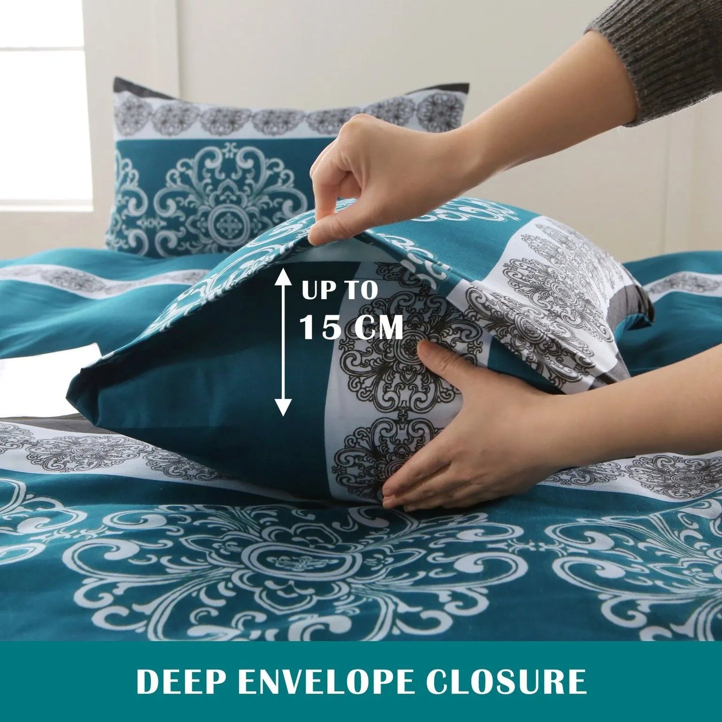 3 Piece Hotel Soft Microfiber Quilt Cover Set-2000TC Duvet/Donna Cover Set & Pillowcases -1 Quilt Cover Zipper Closure & 1 x Pillowcases-Breathable Bedding - Wrinkle, Fade, Stain Resistant(Bohemian,Queen) - Image 3