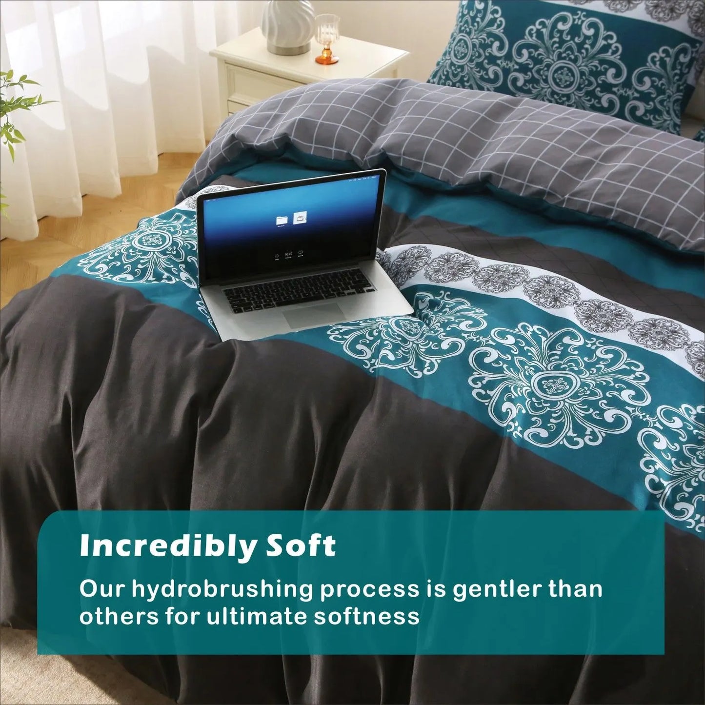 3 Piece Hotel Soft Microfiber Quilt Cover Set-2000TC Duvet/Donna Cover Set & Pillowcases -1 Quilt Cover Zipper Closure & 1 x Pillowcases-Breathable Bedding - Wrinkle, Fade, Stain Resistant(Bohemian,Queen) - Image 5