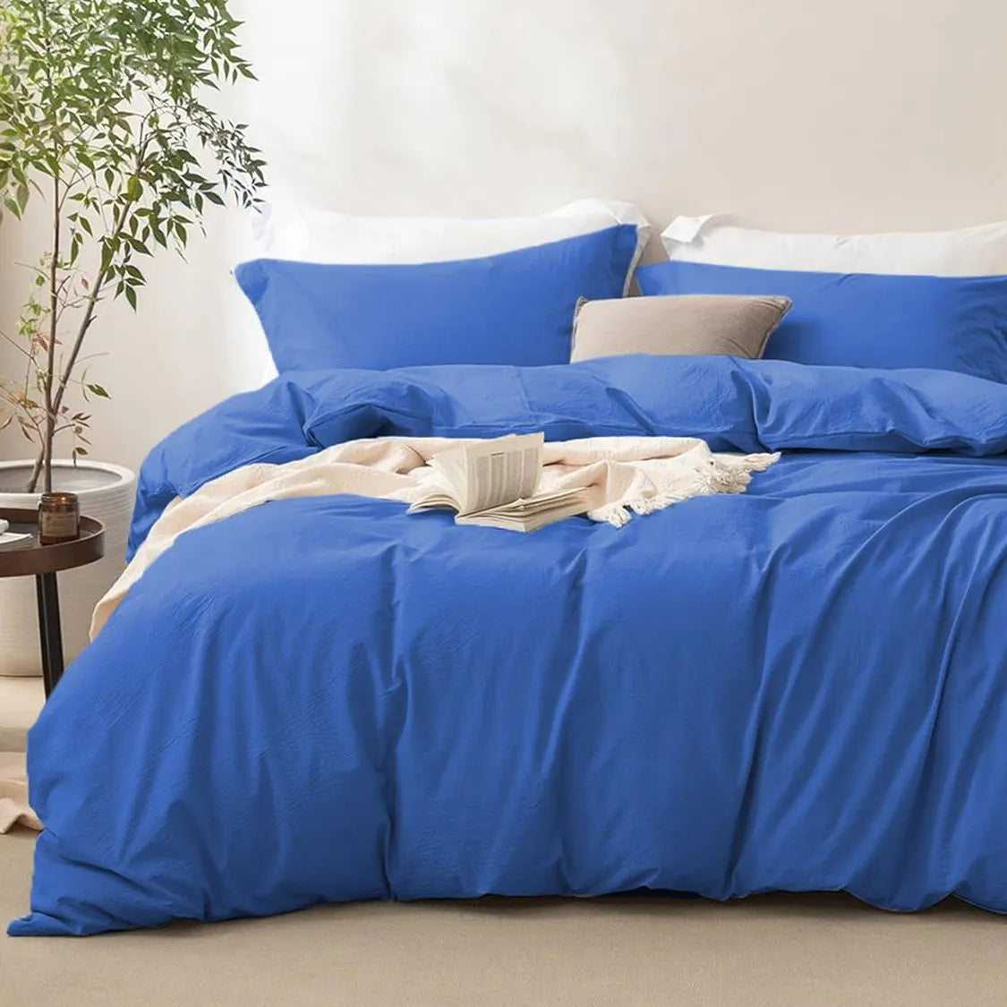 3 Piece Hotel Soft Microfiber Quilt Cover Set-2000TC Duvet/Donna Cover Set & Pillowcases -1 Quilt Cover Zipper Closure & 1 x Pillowcases-Breathable Bedding - Wrinkle, Fade, Stain Resistant(Royal blue,Queen)