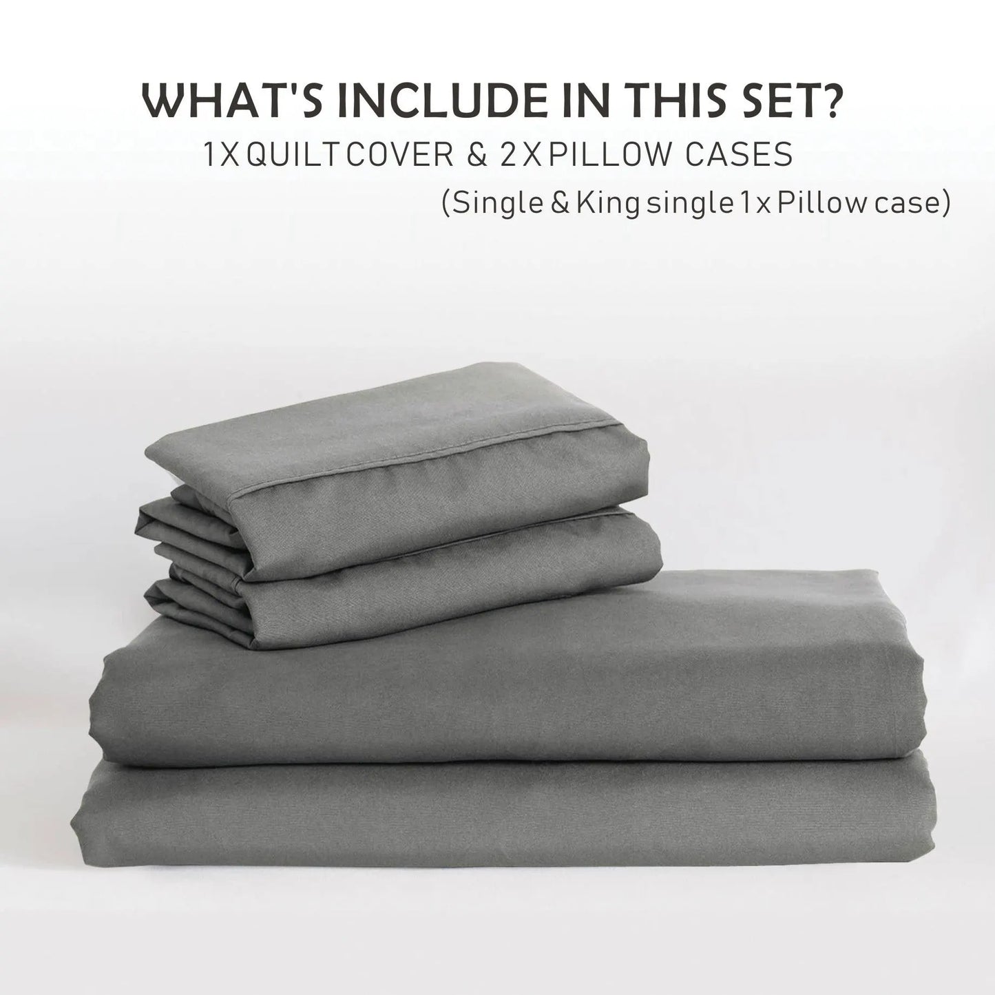 3 Piece Hotel Soft Microfiber Quilt Cover Set-2000TC Duvet/Donna Cover Set & Pillowcases -1 Quilt Cover Zipper Closure & 1 x Pillowcases-Breathable Bedding - Wrinkle, Fade, Stain Resistant(Grey,Queen) - Image 7