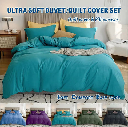 3 Piece Hotel Soft Microfiber Quilt Cover Set-2000TC Duvet/Donna Cover Set & Pillowcases -1 Quilt Cover Zipper Closure & 1 x Pillowcases-Breathable Bedding - Wrinkle, Fade, Stain Resistant(Biscay blue,Queen)