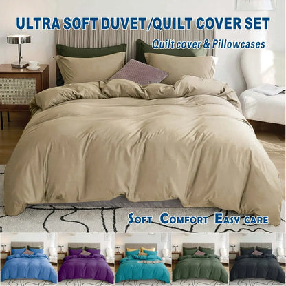 3 Piece Hotel Soft Microfiber Quilt Cover Set-2000TC Duvet/Donna Cover Set & Pillowcases -1 Quilt Cover Zipper Closure & 1 x Pillowcases-Breathable Bedding - Wrinkle, Fade, Stain Resistant(Camel Beige,Queen)