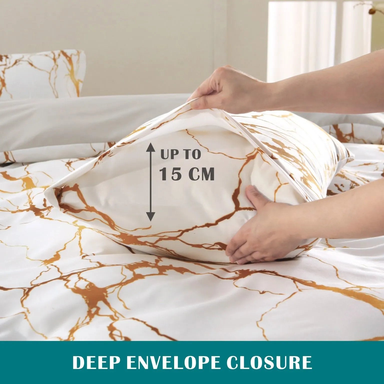 3 Piece Hotel Soft Microfiber Quilt Cover Set-2000TC Duvet/Donna Cover Set & Pillowcases -1 Quilt Cover Zipper Closure & 1 x Pillowcases-Breathable Bedding - Wrinkle, Fade, Stain Resistant(Modern Geometric,Queen) - Image 5