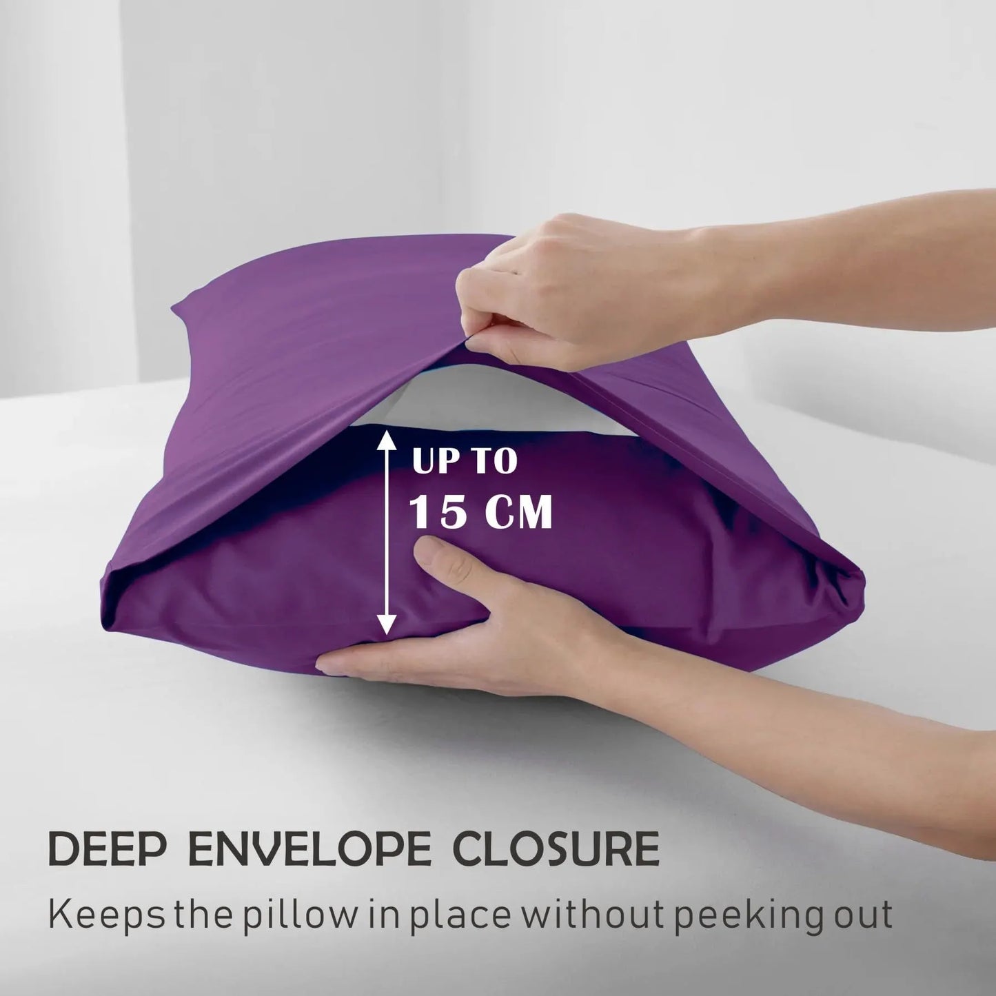 3 Piece Fitted Sheet Set- Fitted Sheet & Pillowcases -Breathable Bedding - Wrinkle, Fade, Stain Resistant- 40cm Deep Pocket Fitted Bed Sheet Set(Purple,Queen) - Image 4