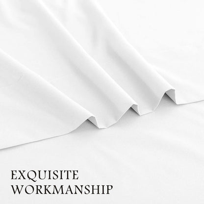 4 Piece Bed Sheet Set- Bedding Sheets & Pillowcases -Breathable Bedding - Wrinkle, Fade, Stain Resistant-Deep Pocket Flat Fitted Bed Sheet Set(White,Queen) - Image 4