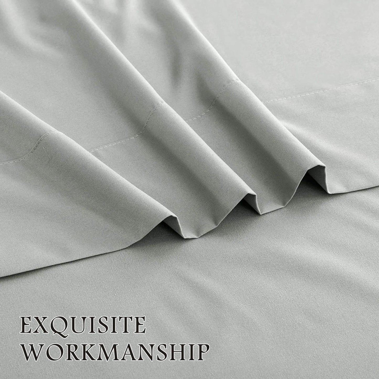4 Piece Bed Sheet Set- Bedding Sheets & Pillowcases -Breathable Bedding - Wrinkle, Fade, Stain Resistant-Deep Pocket Flat Fitted Bed Sheet Set(Silver-gray,Queen) - Image 3