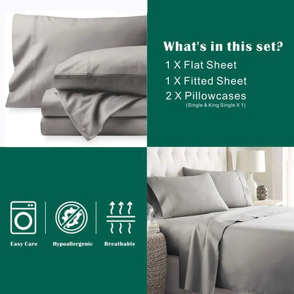 4 Piece Bed Sheet Set- Bedding Sheets & Pillowcases -Breathable Bedding - Wrinkle, Fade, Stain Resistant-Deep Pocket Flat Fitted Bed Sheet Set(Silver-gray,Queen) - Image 7