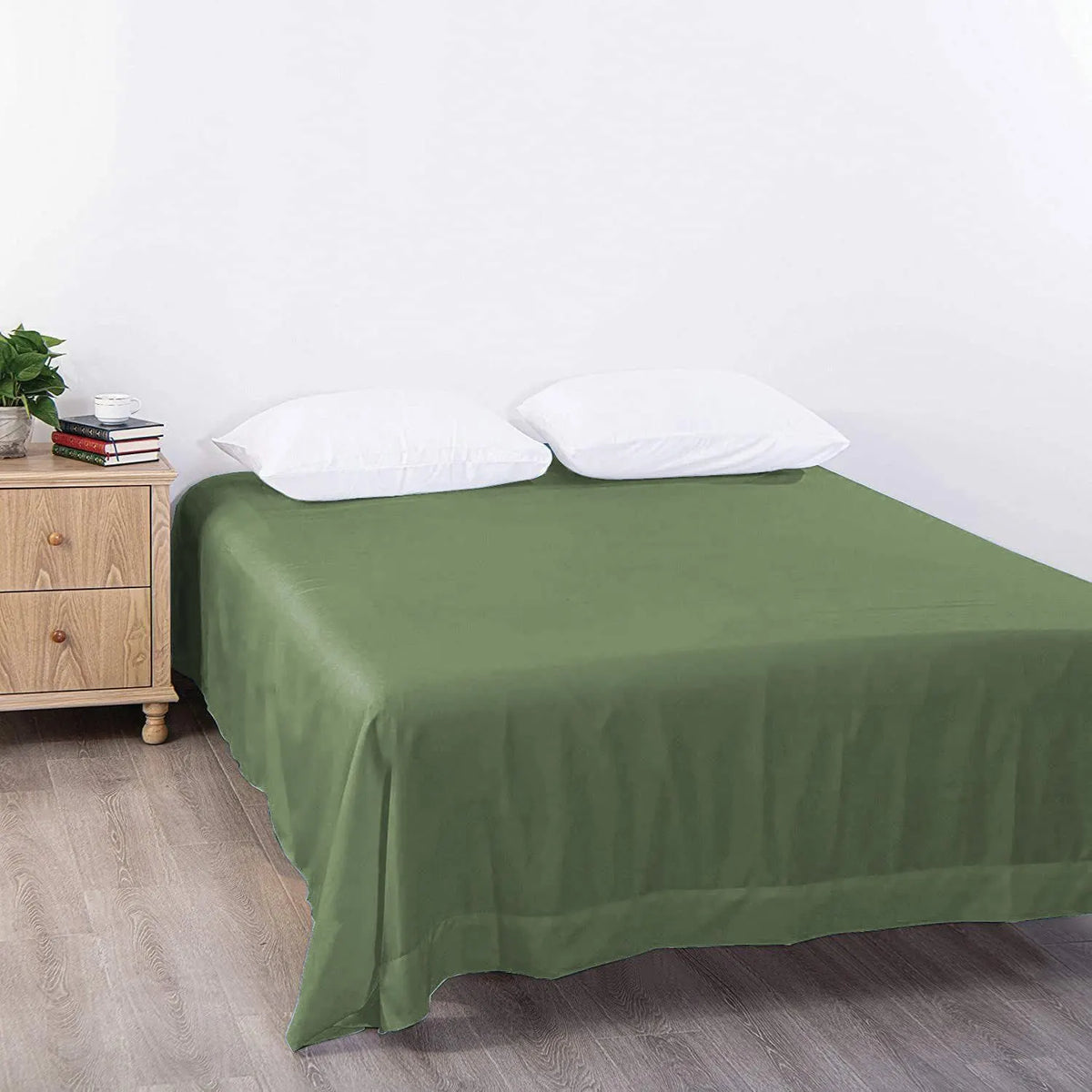 Elegant Comfort Premium Hotel Quality 1-Piece Queen Flat Sheet, Luxury and Softest 2000 Thread Count Bedding Flat Sheet(Queen,Olive green) - Image 2