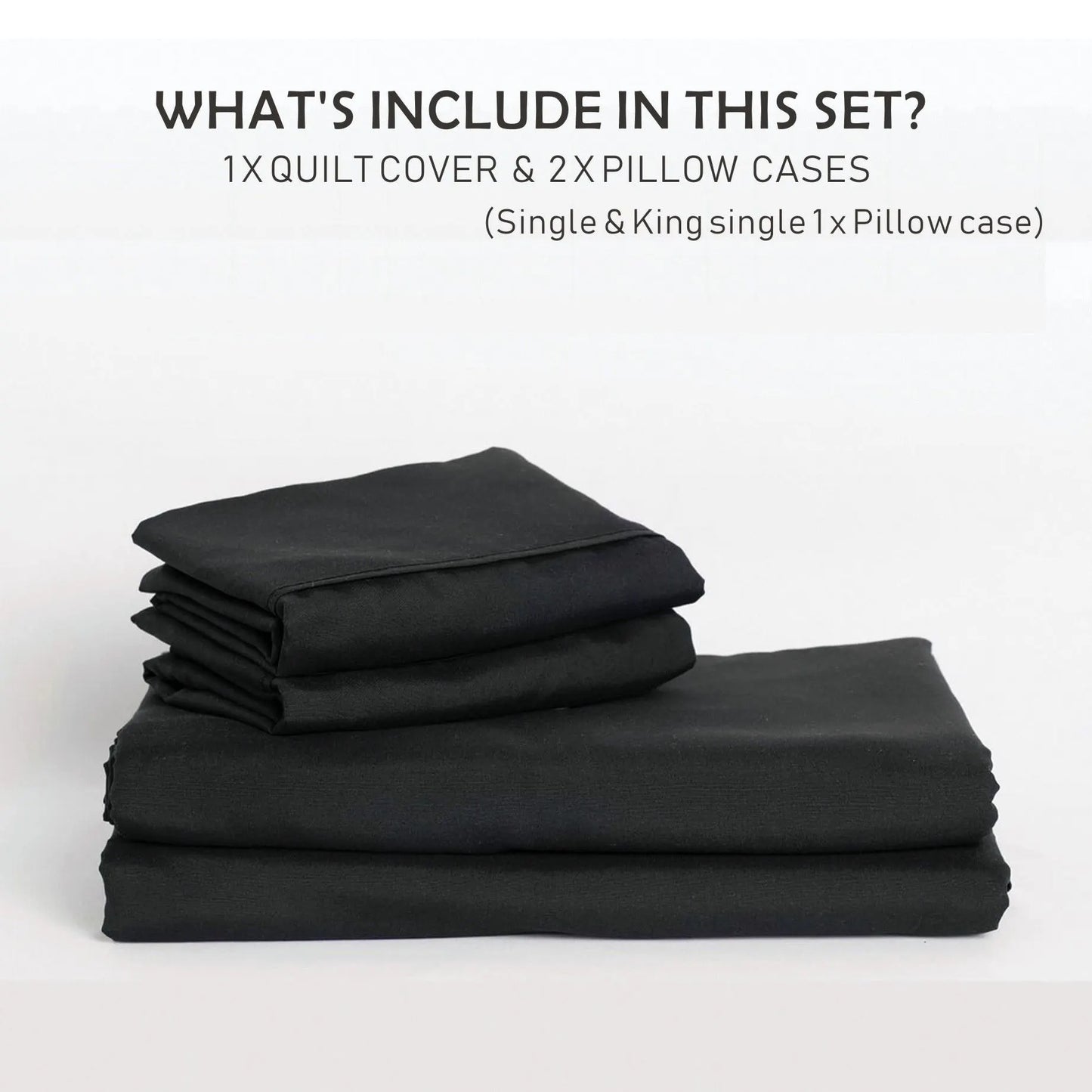 2 Piece Hotel Soft Microfiber Quilt Cover Set-2000TC Duvet/Donna Cover Set & Pillowcases -1 Quilt Cover Zipper Closure & 1 x Pillowcases-Breathable Bedding - Wrinkle, Fade, Stain Resistant(Black,Single) - Image 6