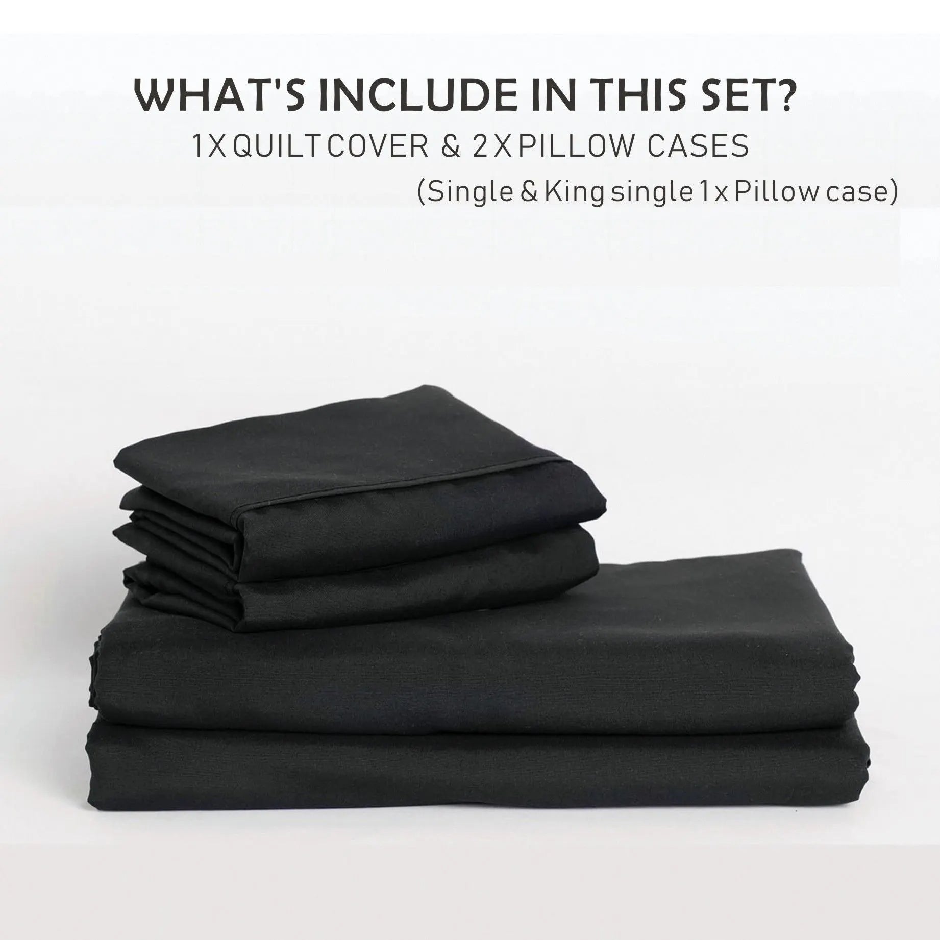 2 Piece Hotel Soft Microfiber Quilt Cover Set-2000TC Duvet/Donna Cover Set & Pillowcases -1 Quilt Cover Zipper Closure & 1 x Pillowcases-Breathable Bedding - Wrinkle, Fade, Stain Resistant(Black,Single) - Image 6
