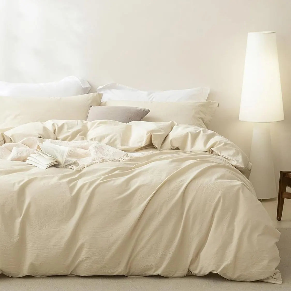 2 Piece Hotel Soft Microfiber Quilt Cover Set-2000TC Duvet/Donna Cover Set & Pillowcases -1 Quilt Cover Zipper Closure & 1 x Pillowcases-Breathable Bedding - Wrinkle, Fade, Stain Resistant(Cream White,Single) - Image 2