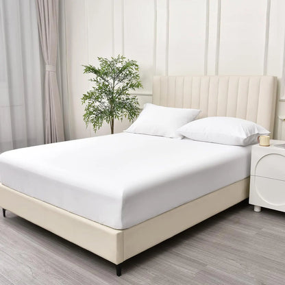 2 Piece Fitted Sheet Set- Fitted Sheet & Pillowcases -Breathable Bedding - Wrinkle, Fade, Stain Resistant- 40cm Deep Pocket Fitted Bed Sheet Set(White,Single) - Image 2