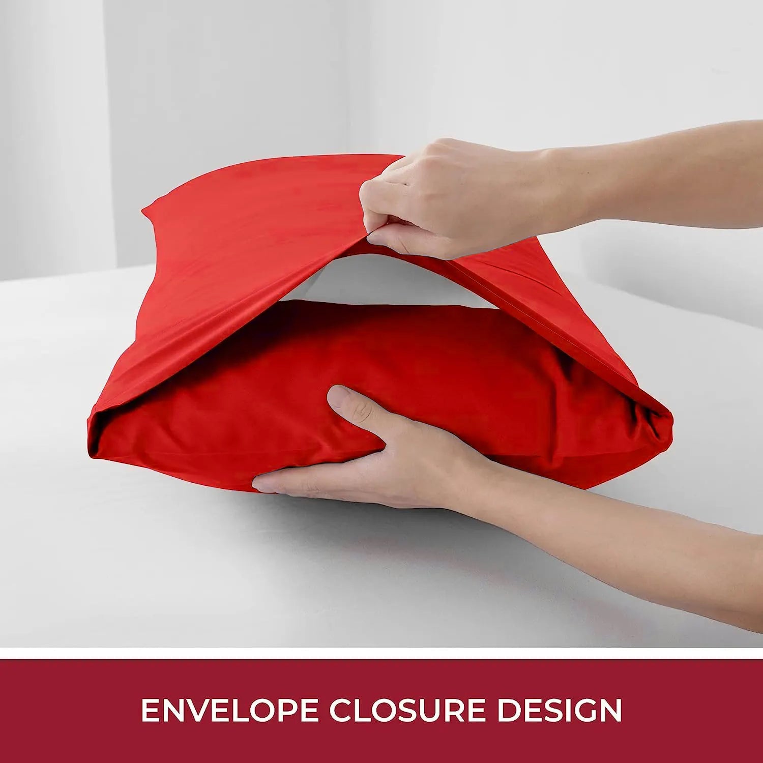 2 Piece Fitted Sheet Set- Fitted Sheet & Pillowcases -Breathable Bedding - Wrinkle, Fade, Stain Resistant- 40cm Deep Pocket Fitted Bed Sheet Set(Red,Single) - Image 5