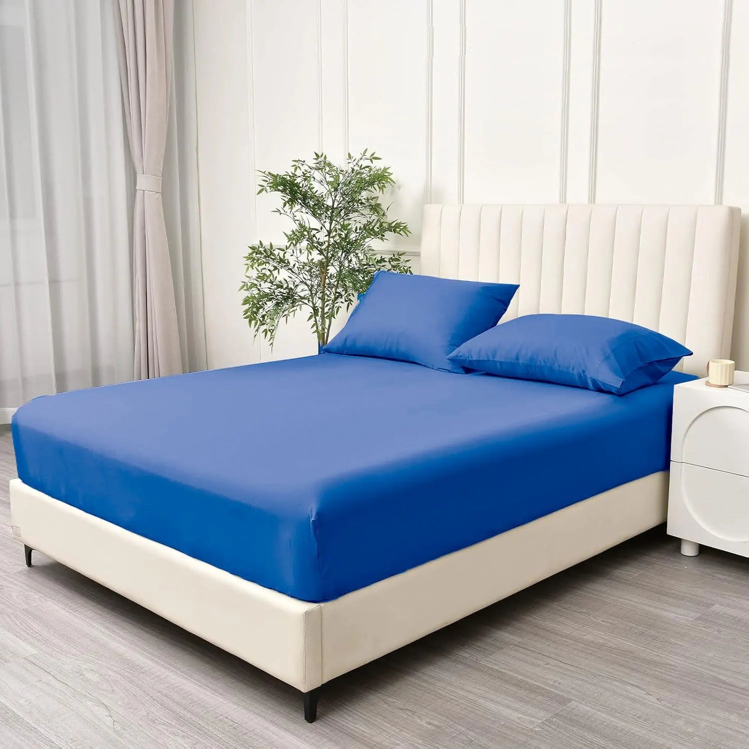 2 Piece Fitted Sheet Set- Fitted Sheet & Pillowcases -Breathable Bedding - Wrinkle, Fade, Stain Resistant- 40cm Deep Pocket Fitted Bed Sheet Set(Royal blue,Single) - Image 2