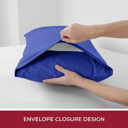 2 Piece Fitted Sheet Set- Fitted Sheet & Pillowcases -Breathable Bedding - Wrinkle, Fade, Stain Resistant- 40cm Deep Pocket Fitted Bed Sheet Set(Royal blue,Single) - Image 4
