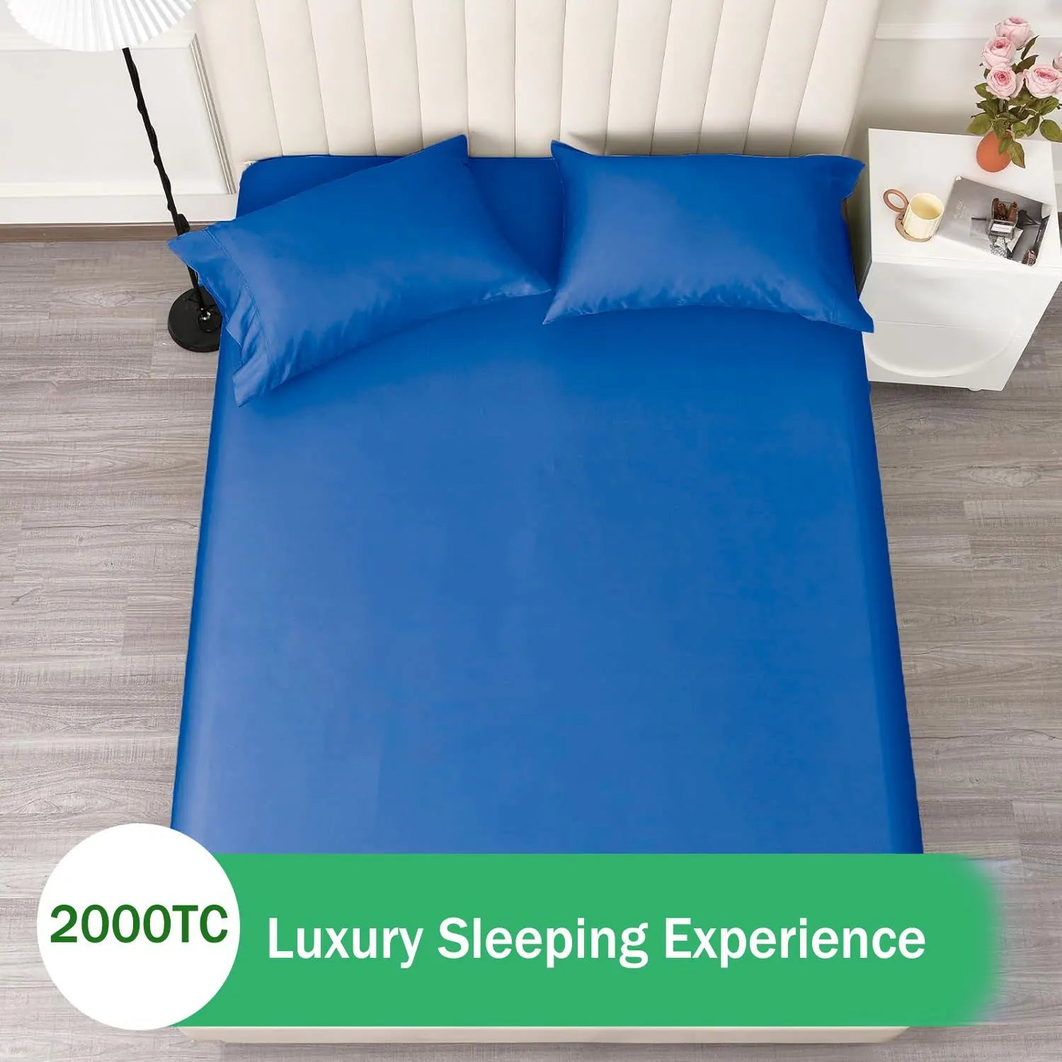 2 Piece Fitted Sheet Set- Fitted Sheet & Pillowcases -Breathable Bedding - Wrinkle, Fade, Stain Resistant- 40cm Deep Pocket Fitted Bed Sheet Set(Royal blue,Single) - Image 6