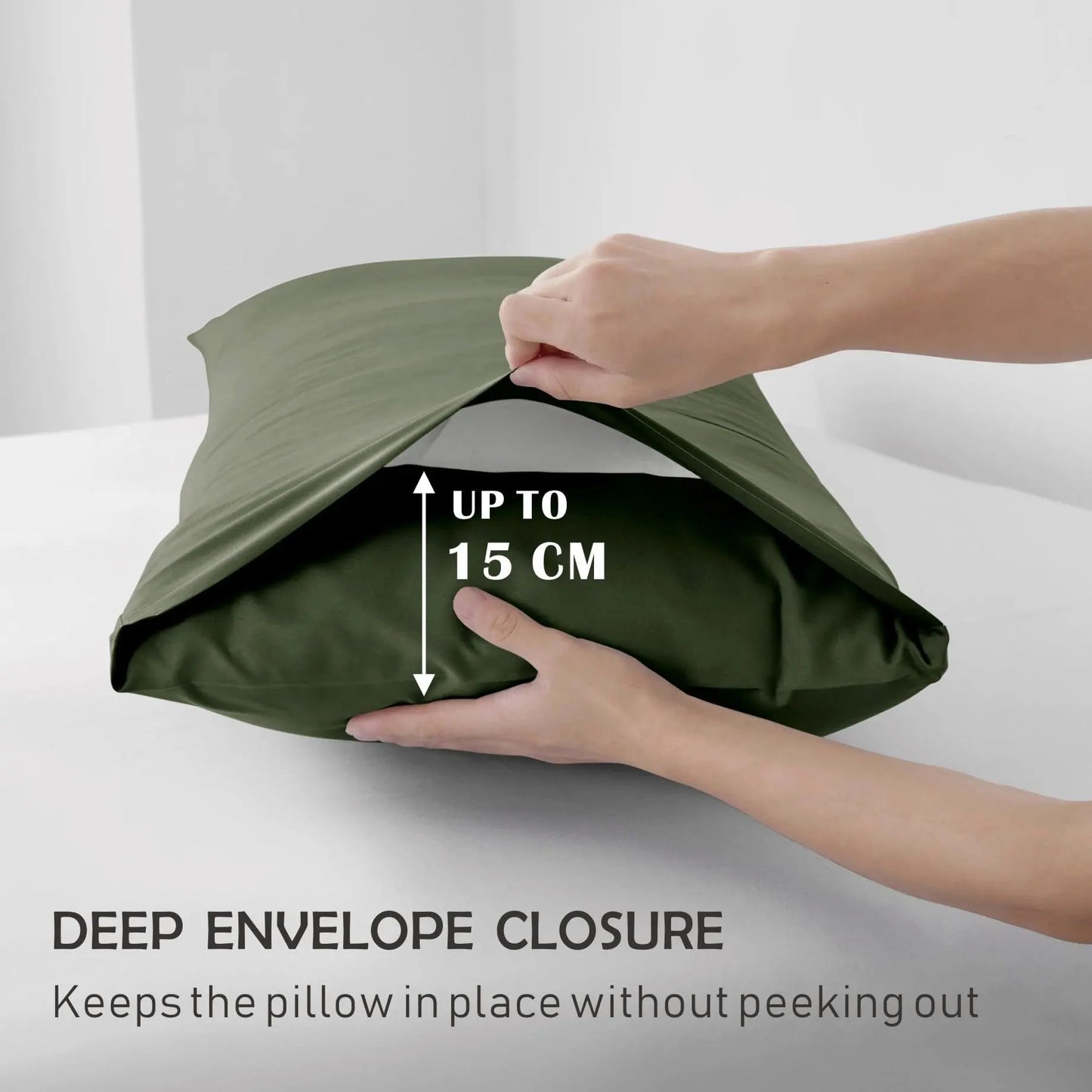 2 Piece Fitted Sheet Set- Fitted Sheet & Pillowcases -Breathable Bedding - Wrinkle, Fade, Stain Resistant- 40cm Deep Pocket Fitted Bed Sheet Set(Olive green,Single) - Image 4