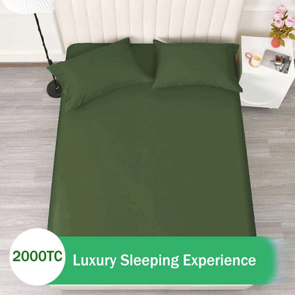 2 Piece Fitted Sheet Set- Fitted Sheet & Pillowcases -Breathable Bedding - Wrinkle, Fade, Stain Resistant- 40cm Deep Pocket Fitted Bed Sheet Set(Olive green,Single) - Image 6