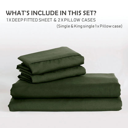 2 Piece Fitted Sheet Set- Fitted Sheet & Pillowcases -Breathable Bedding - Wrinkle, Fade, Stain Resistant- 40cm Deep Pocket Fitted Bed Sheet Set(Olive green,Single) - Image 7
