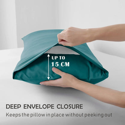 2 Piece Fitted Sheet Set- Fitted Sheet & Pillowcases -Breathable Bedding - Wrinkle, Fade, Stain Resistant- 40cm Deep Pocket Fitted Bed Sheet Set(Biscay blue,Single) - Image 5