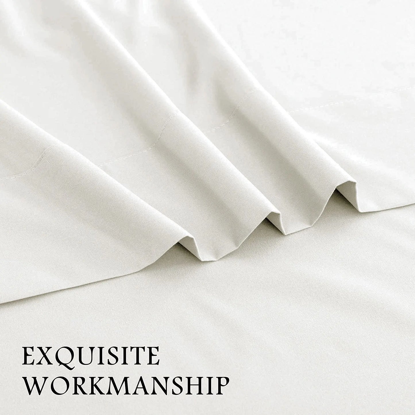 3 Piece Bed Sheet Set- Bedding Sheets & Pillowcases -Breathable Bedding - Wrinkle, Fade, Stain Resistant-Deep Pocket Flat Fitted Bed Sheet Set(Raw white,Single) - Image 4
