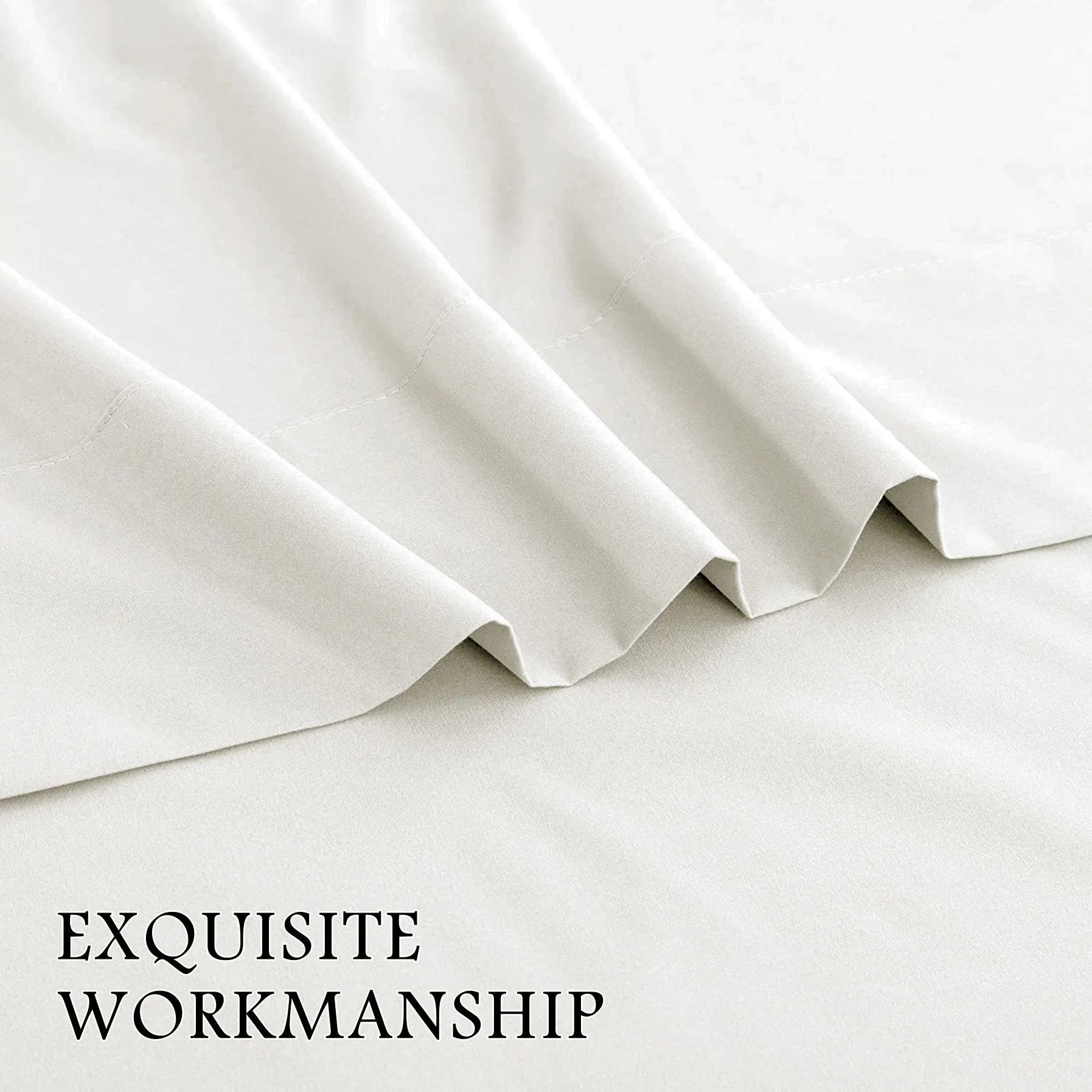 3 Piece Bed Sheet Set- Bedding Sheets & Pillowcases -Breathable Bedding - Wrinkle, Fade, Stain Resistant-Deep Pocket Flat Fitted Bed Sheet Set(Raw white,Single) - Image 4