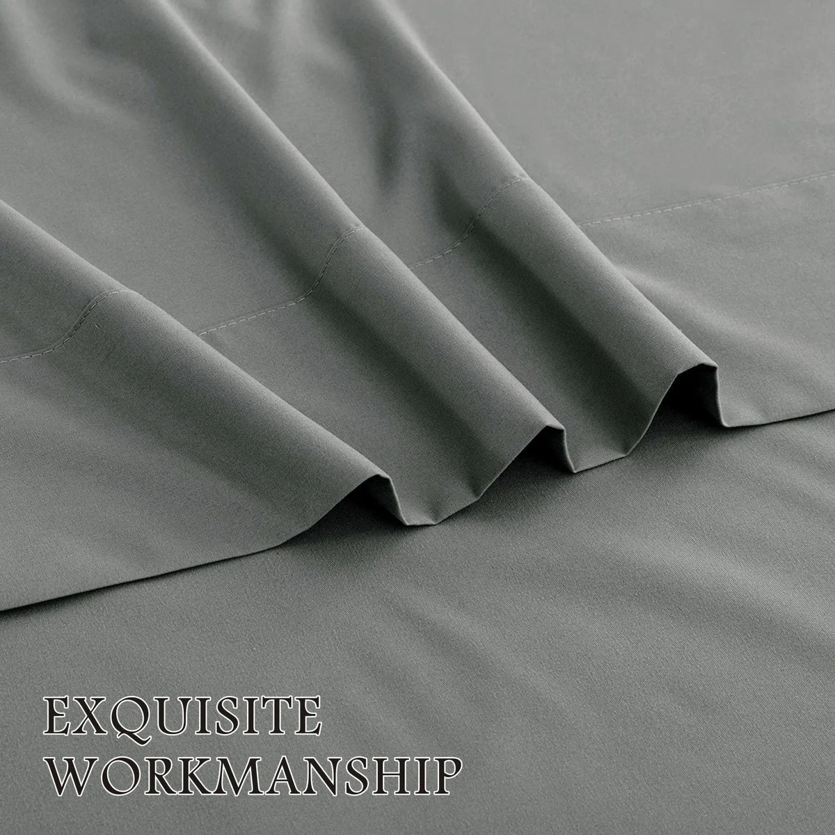 3 Piece Bed Sheet Set- Bedding Sheets & Pillowcases -Breathable Bedding - Wrinkle, Fade, Stain Resistant-Deep Pocket Flat Fitted Bed Sheet Set(Grey,Single) - Image 4