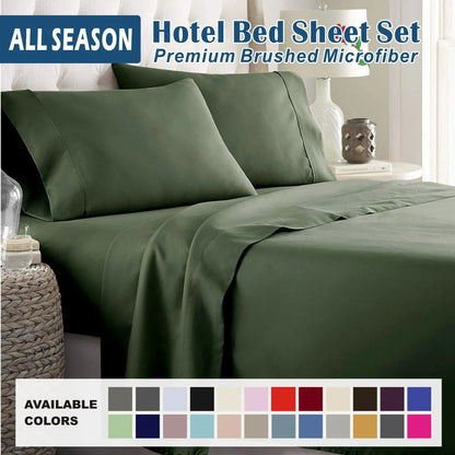 3 Piece Bed Sheet Set- Bedding Sheets & Pillowcases -Breathable Bedding - Wrinkle, Fade, Stain Resistant-Deep Pocket Flat Fitted Bed Sheet Set(Olive green,Single)
