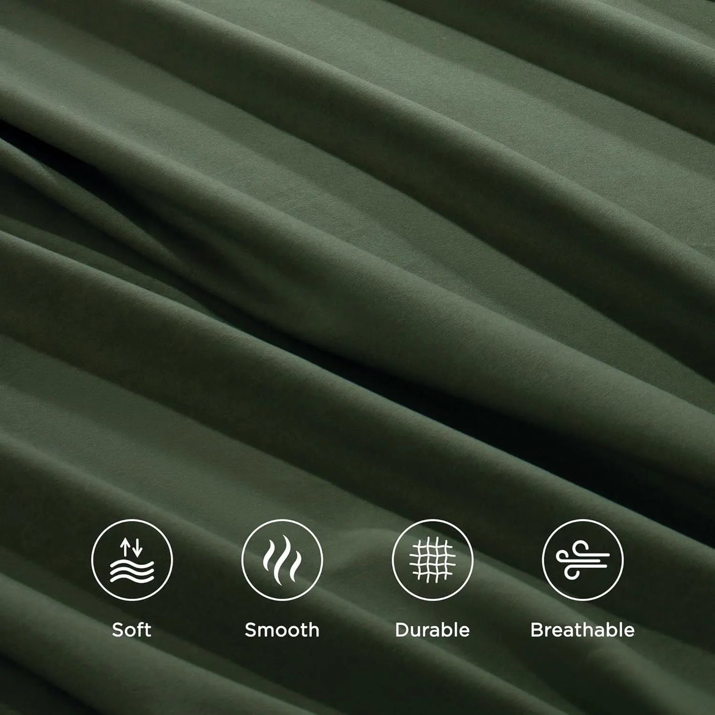 3 Piece Bed Sheet Set- Bedding Sheets & Pillowcases -Breathable Bedding - Wrinkle, Fade, Stain Resistant-Deep Pocket Flat Fitted Bed Sheet Set(Olive green,Single) - Image 3