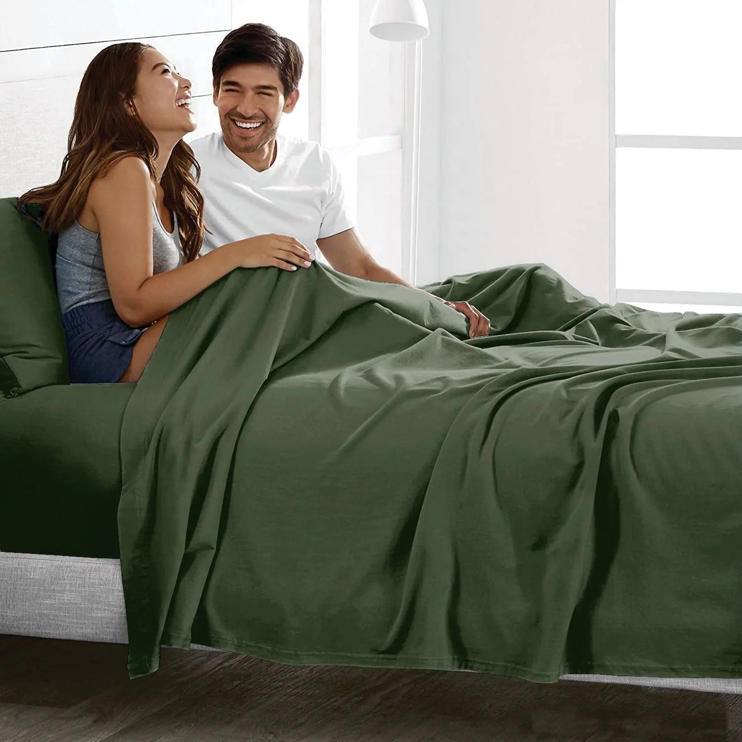 3 Piece Bed Sheet Set- Bedding Sheets & Pillowcases -Breathable Bedding - Wrinkle, Fade, Stain Resistant-Deep Pocket Flat Fitted Bed Sheet Set(Olive green,Single) - Image 5