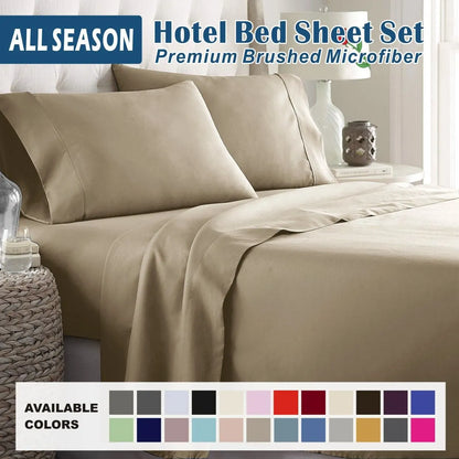 3 Piece Bed Sheet Set- Bedding Sheets & Pillowcases -Breathable Bedding - Wrinkle, Fade, Stain Resistant-Deep Pocket Flat Fitted Bed Sheet Set(Cream White,Single)