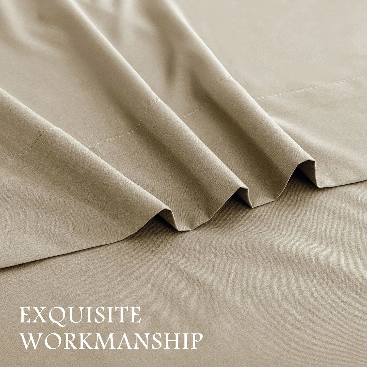 3 Piece Bed Sheet Set- Bedding Sheets & Pillowcases -Breathable Bedding - Wrinkle, Fade, Stain Resistant-Deep Pocket Flat Fitted Bed Sheet Set(Cream White,Single) - Image 3