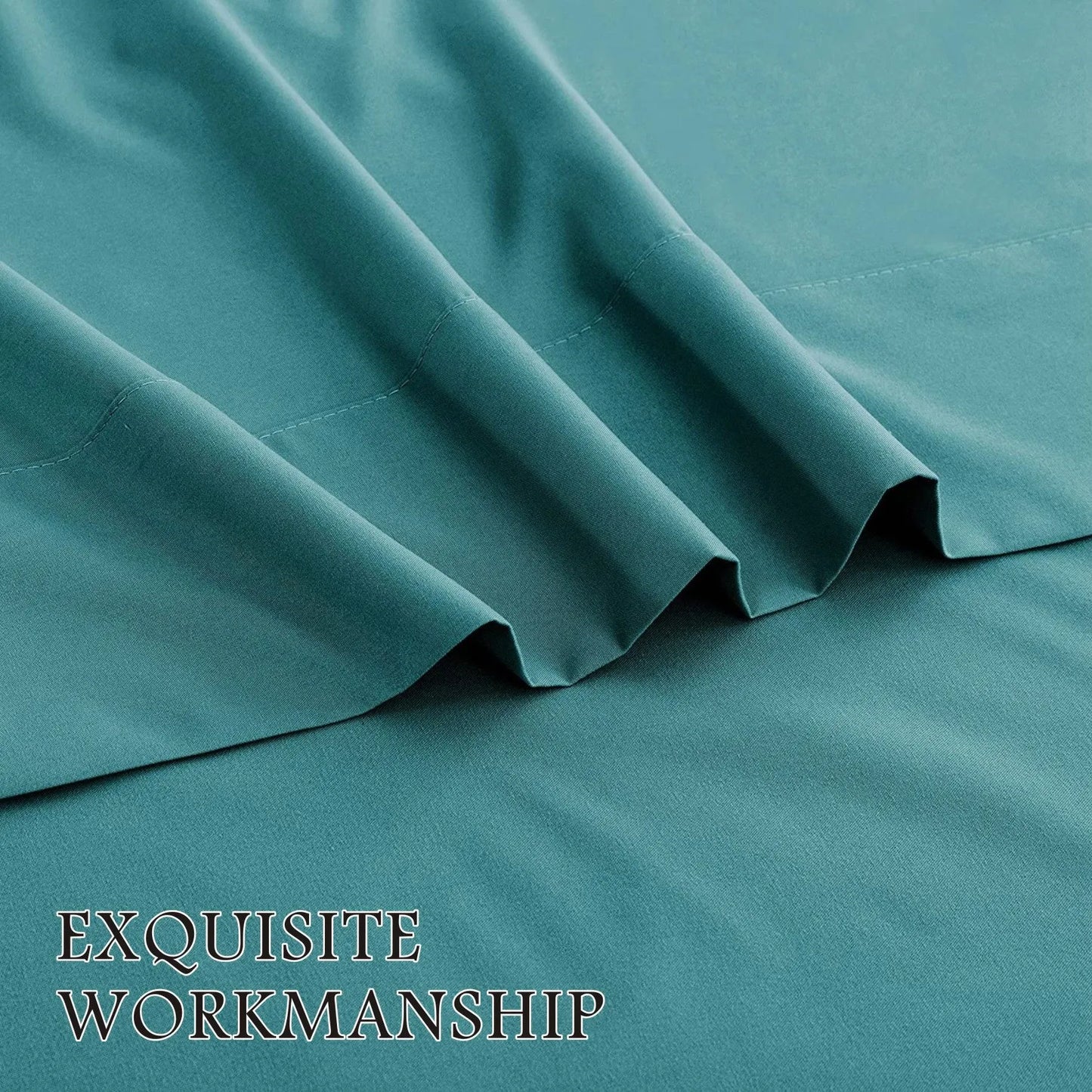 3 Piece Bed Sheet Set- Bedding Sheets & Pillowcases -Breathable Bedding - Wrinkle, Fade, Stain Resistant-Deep Pocket Flat Fitted Bed Sheet Set(Biscay blue,Single) - Image 3