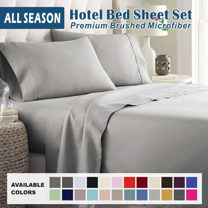 3 Piece Bed Sheet Set- Bedding Sheets & Pillowcases -Breathable Bedding - Wrinkle, Fade, Stain Resistant-Deep Pocket Flat Fitted Bed Sheet Set(Silver-gray,Single)