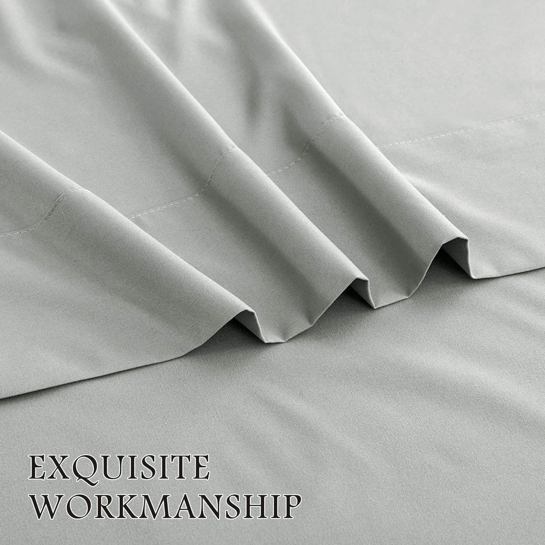 3 Piece Bed Sheet Set- Bedding Sheets & Pillowcases -Breathable Bedding - Wrinkle, Fade, Stain Resistant-Deep Pocket Flat Fitted Bed Sheet Set(Silver-gray,Single) - Image 3