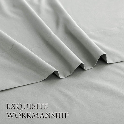 3 Piece Bed Sheet Set- Bedding Sheets & Pillowcases -Breathable Bedding - Wrinkle, Fade, Stain Resistant-Deep Pocket Flat Fitted Bed Sheet Set(Silver-gray,Single) - Image 3