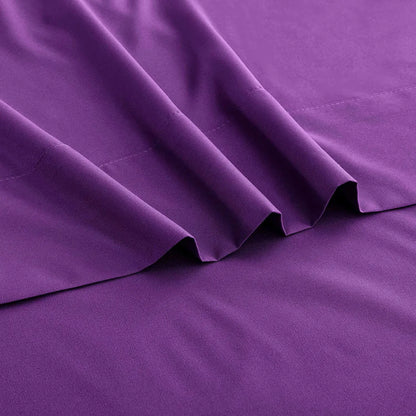3 Piece Bed Sheet Set- Bedding Sheets & Pillowcases -Breathable Bedding - Wrinkle, Fade, Stain Resistant-Deep Pocket Flat Fitted Bed Sheet Set(Purple,Single) - Image 4