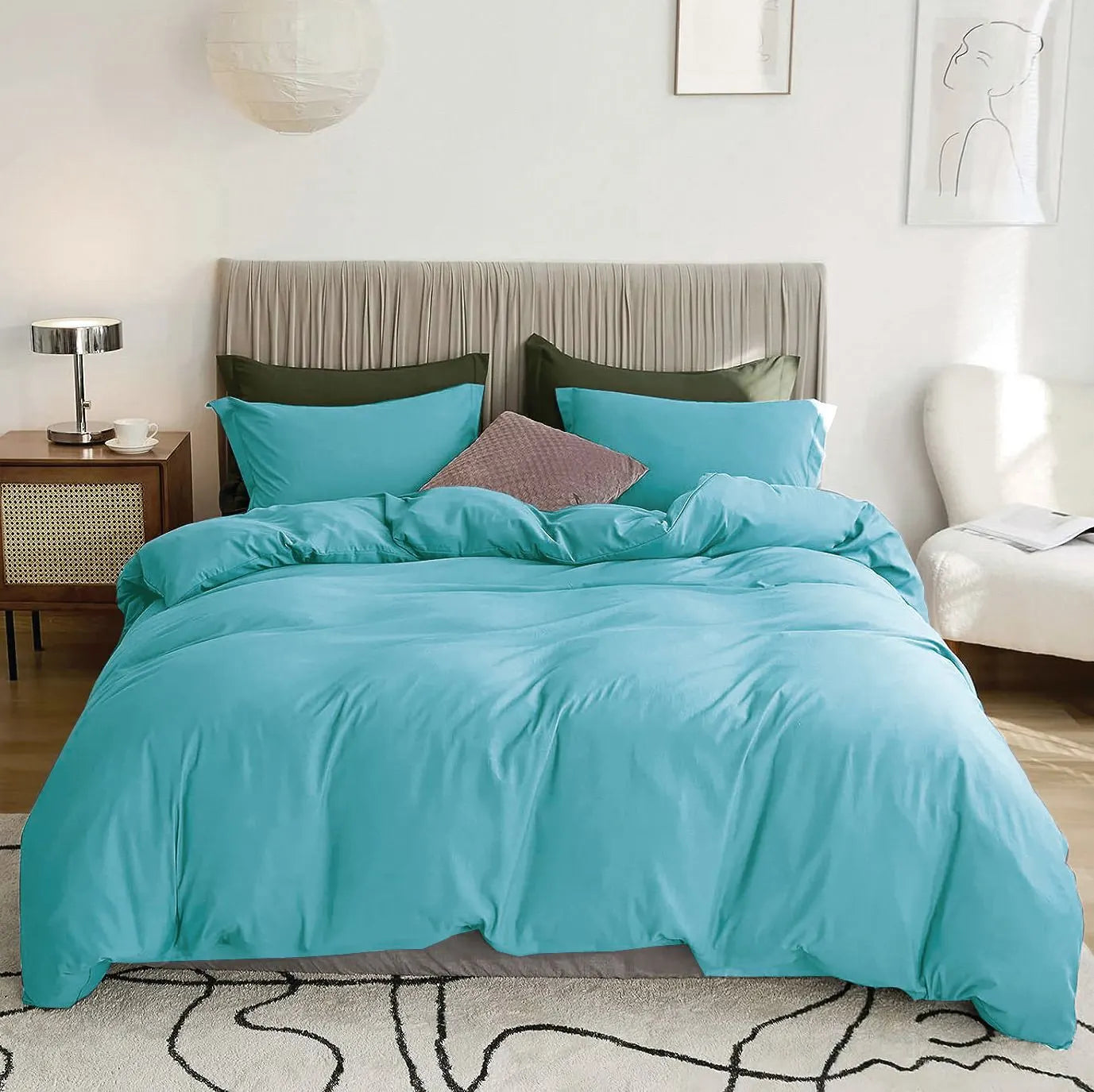 3 Piece Hotel Soft Microfiber Quilt Cover Set-2000TC Duvet/Donna Cover Set & Pillowcases -1 Quilt Cover Zipper Closure & 1 x Pillowcases-Breathable Bedding - Wrinkle, Fade, Stain Resistant(Ice Blue,Super King)
