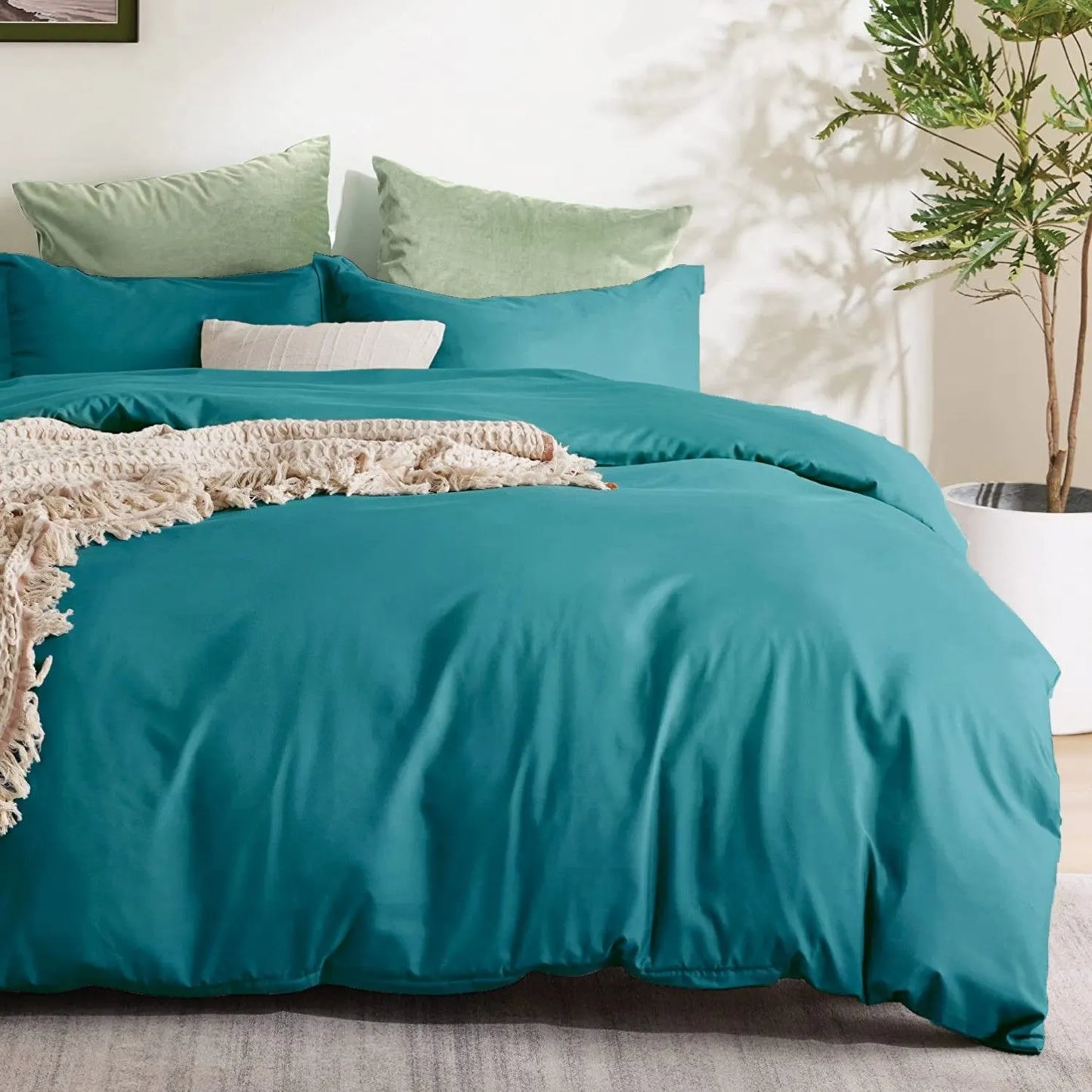 3 Piece Hotel Soft Microfiber Quilt Cover Set-2000TC Duvet/Donna Cover Set & Pillowcases -1 Quilt Cover Zipper Closure & 1 x Pillowcases-Breathable Bedding - Wrinkle, Fade, Stain Resistant(Biscay blue,Super King) - Image 5