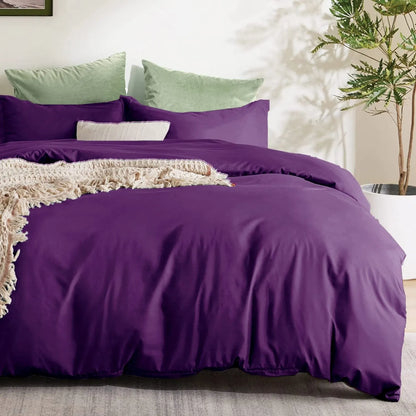3 Piece Hotel Soft Microfiber Quilt Cover Set-2000TC Duvet/Donna Cover Set & Pillowcases -1 Quilt Cover Zipper Closure & 1 x Pillowcases-Breathable Bedding - Wrinkle, Fade, Stain Resistant(Purple,Super King) - Image 5