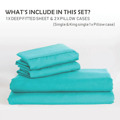3 Piece Fitted Sheet Set- Fitted Sheet & Pillowcases -Breathable Bedding - Wrinkle, Fade, Stain Resistant- 40cm Deep Pocket Fitted Bed Sheet Set(Ice blue,Super King) - Image 6