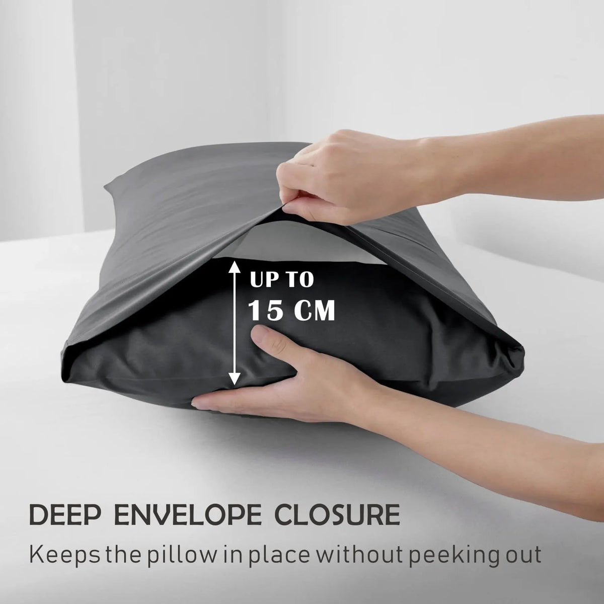 3 Piece Fitted Sheet Set- Fitted Sheet & Pillowcases -Breathable Bedding - Wrinkle, Fade, Stain Resistant- 40cm Deep Pocket Fitted Bed Sheet Set(Dark gray,Super King) - Image 4
