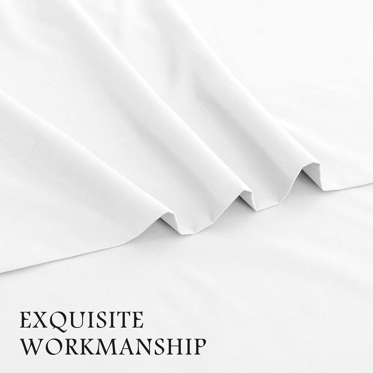4 Piece Bed Sheet Set- Bedding Sheets & Pillowcases -Breathable Bedding - Wrinkle, Fade, Stain Resistant-Deep Pocket Flat Fitted Bed Sheet Set(White,Super King) - Image 4