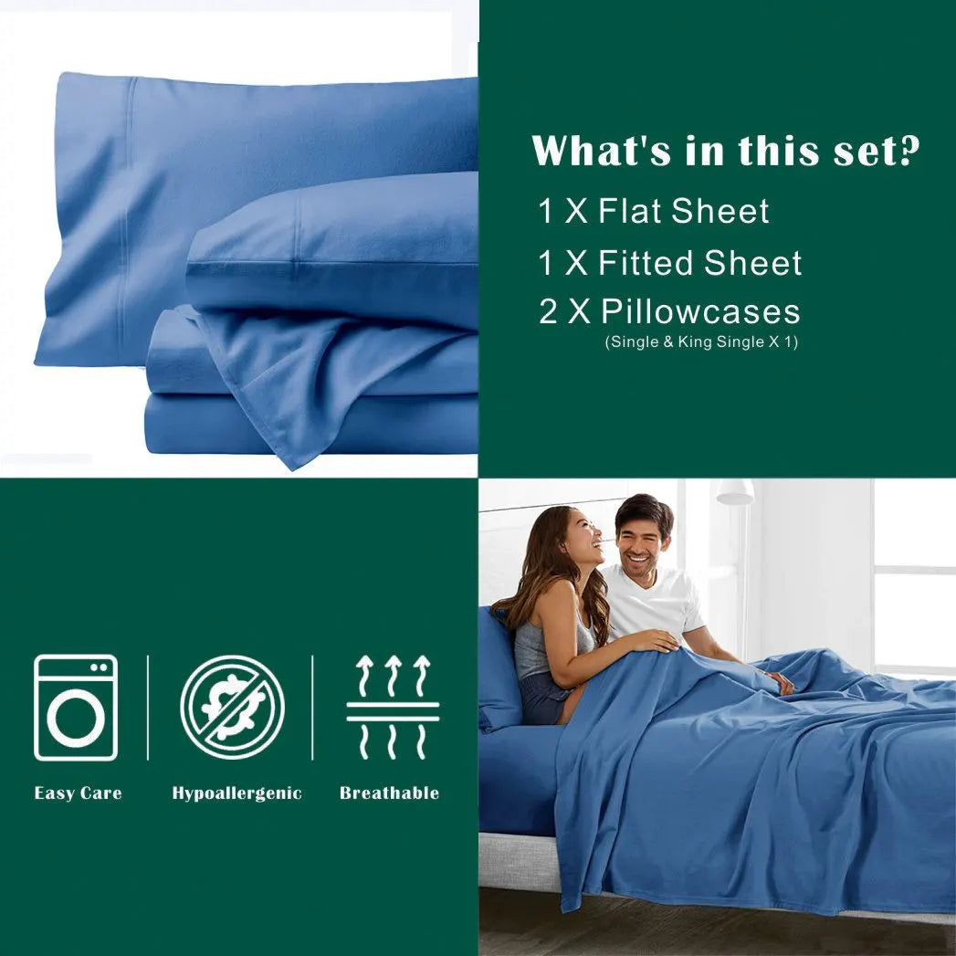 4 Piece Bed Sheet Set- Bedding Sheets & Pillowcases -Breathable Bedding - Wrinkle, Fade, Stain Resistant-Deep Pocket Flat Fitted Bed Sheet Set(Ocean,Super King) - Image 7